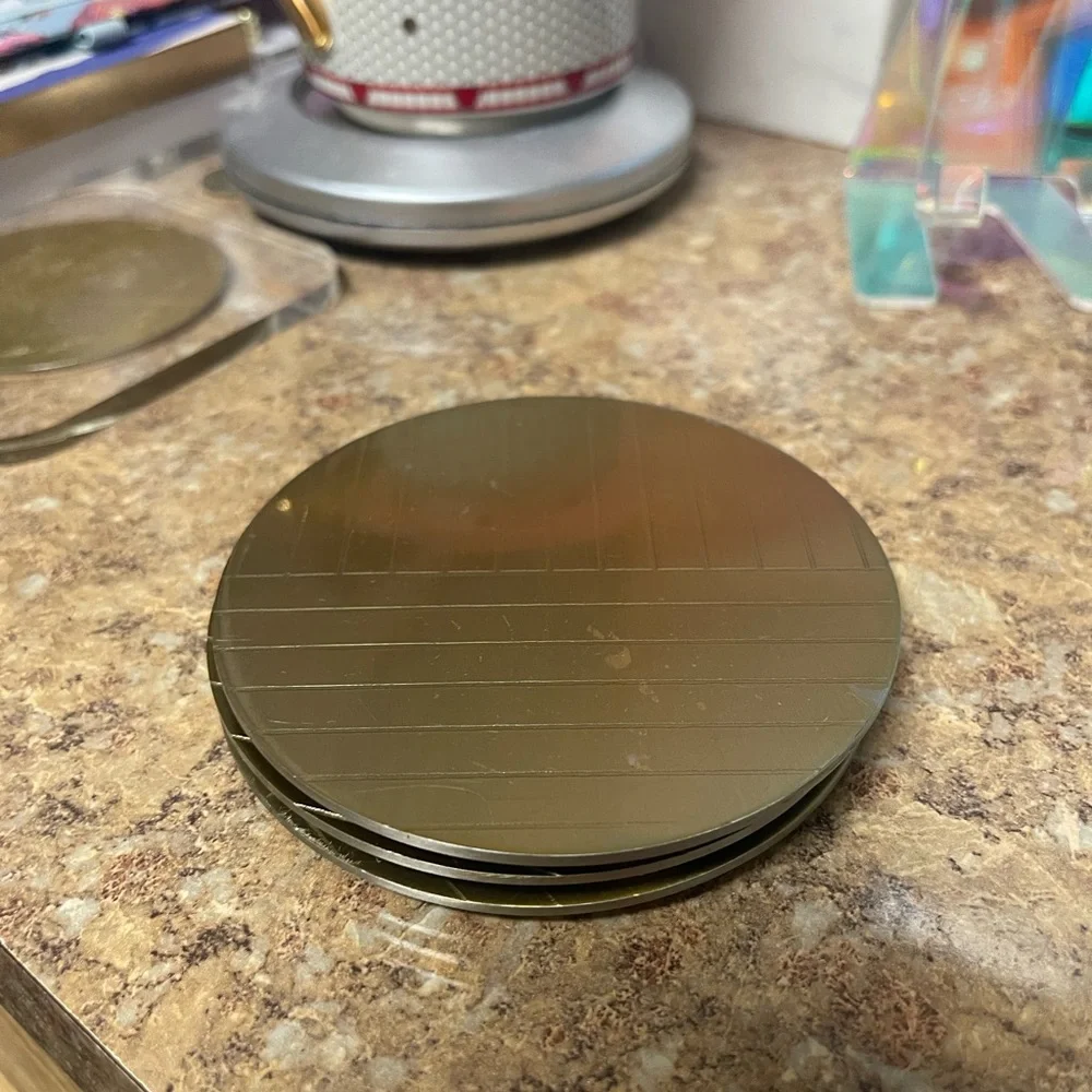 West Elm Linear Brass Coasters Set
